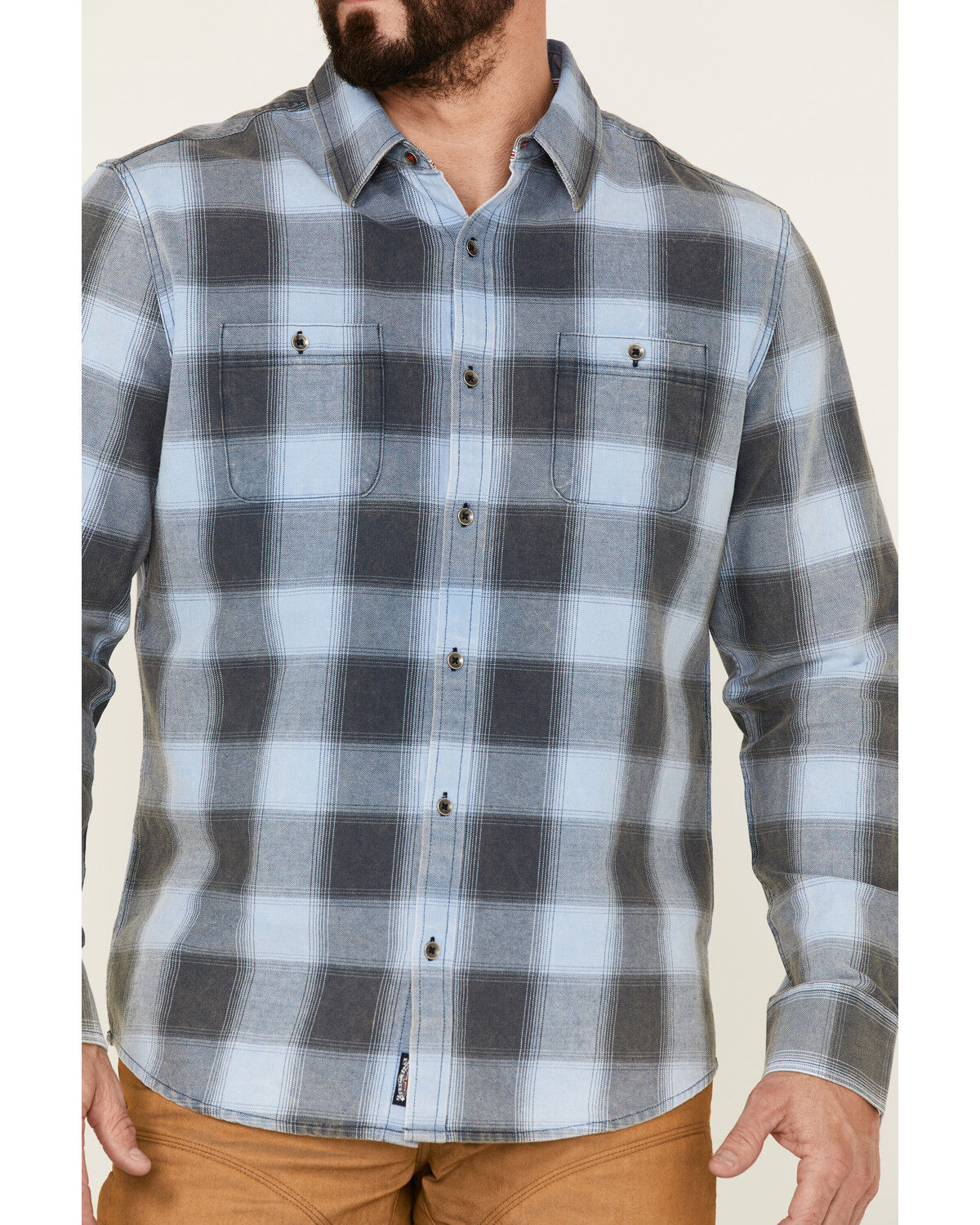 Image #3 - Flag & Anthem Men's Vail Vintage Large Plaid Print Long Sleeve Button Down Western Shirt, Navy, hi-res