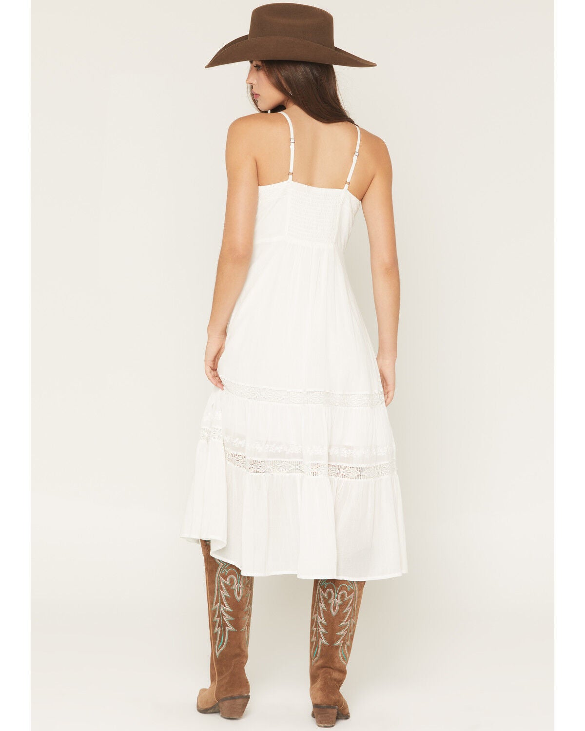 Image #4 - Shyanne Women's Button-Front Lace Trim Midi Dress, White, hi-res