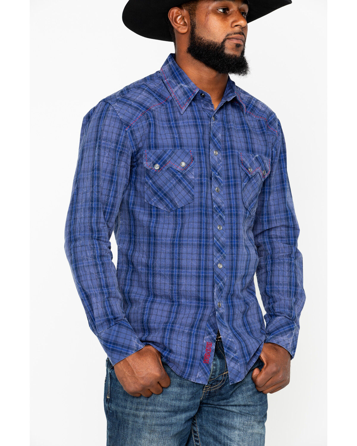 Rock & Roll Denim Men's Plaid Print Long Sleeve Western Rock & Roll Denim Men's Plaid Print Long Sleeve Western