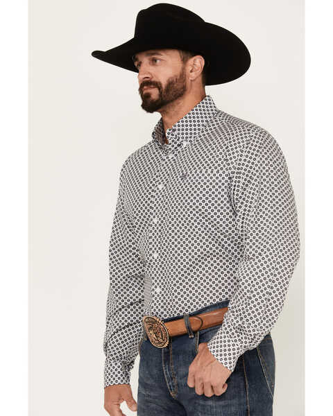 Image #2 - Cinch Men's Star Geo Print Long Sleeve Button-Down Western Shirt, White, hi-res