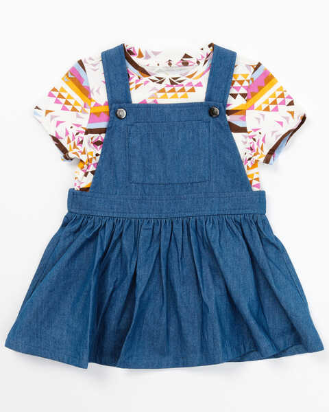 Shyanne Toddler Girls' Southwestern Printed Top and Overall Dress, Medium Blue, hi-res