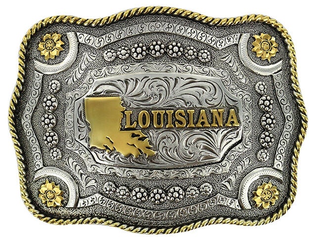 Cody James Men's Rectangular Louisiana Belt Buckle, Multi, hi-res