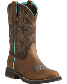 Ariat Women's Delilah Cowgirl Boots - Round Toe, Brown, hi-res