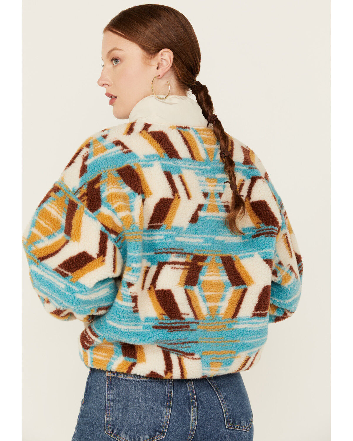 Image #4 - Panhandle Women's Abstract Print Sherpa Sweater Jacket, Multi, hi-res