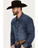 Image #2 - Ariat Men's Retro Stone Washed Denim Long Sleeve Western Shirt, Blue, hi-res