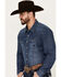 Image #2 - Ariat Men's Retro Stone Washed Denim Long Sleeve Western Shirt , Blue, hi-res