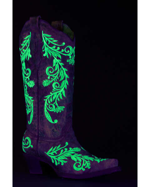 Image #2 - Corral Women's Blacklight Embroidered Western Boots  - Snip Toe, Brown, hi-res