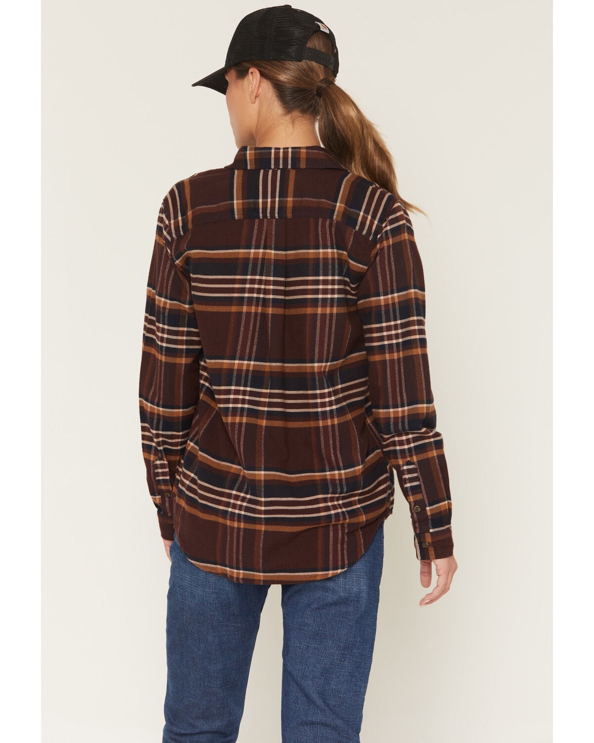 Image #4 - Carhartt Women's TENCEL&trade; Fiber Series Relaxed Fit Plaid Print Long Sleeve Flannel Shirt, Purple, hi-res