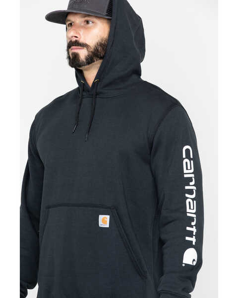 Image #1 - Carhartt Men's Loose Fit Midweight Logo Sleeve Graphic Hooded Sweatshirt - Big & Tall, Black, hi-res
