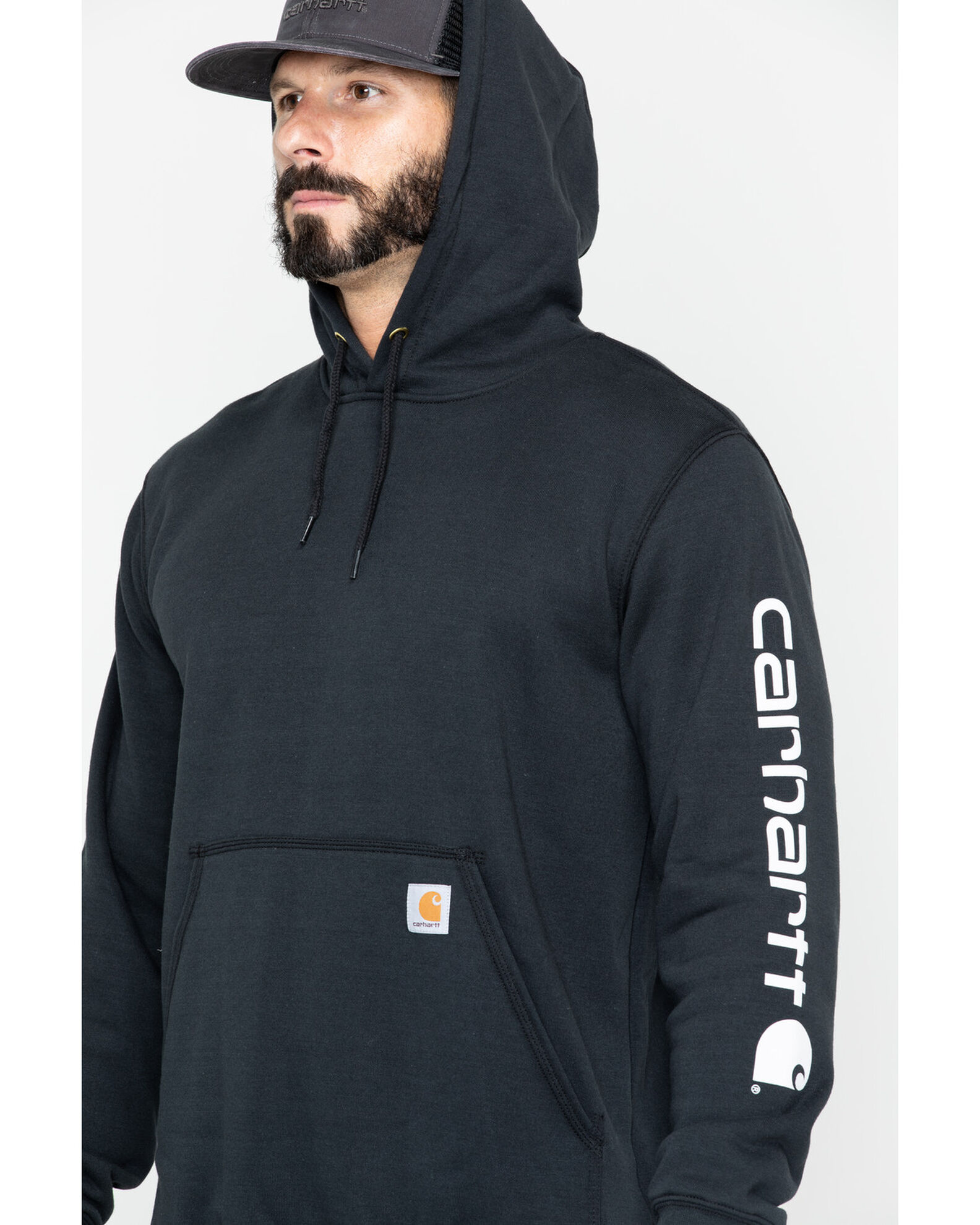 Carhartt Men s Loose Fit Midweight Logo Sleeve Graphic Hooded Sweatshirt Big Tall Sheplers
