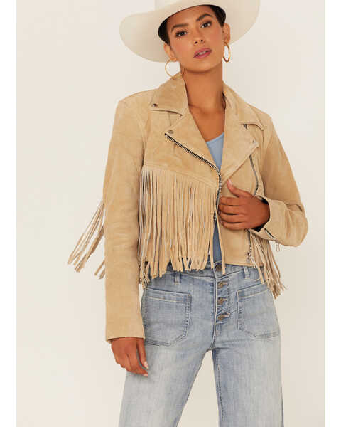 Image #2 - Understated Leather Women's Fearless Fringe Suede Jacket, Tan, hi-res