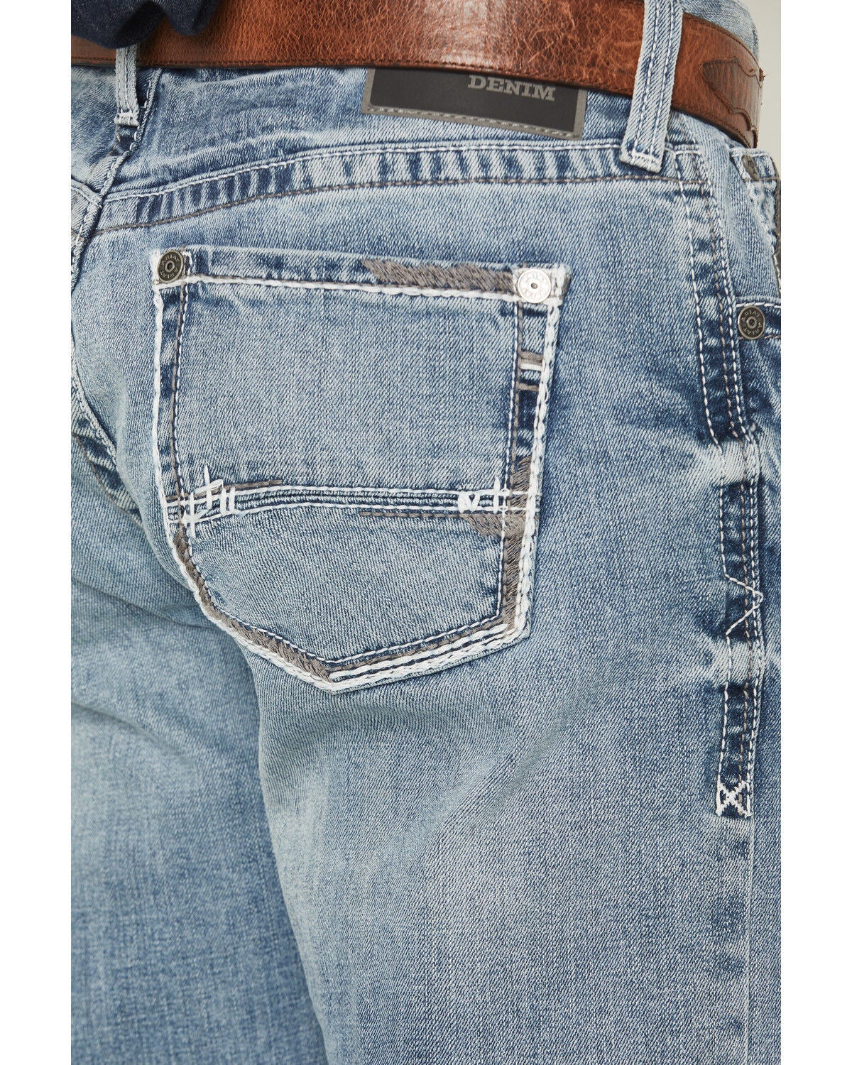 Image #4 - Ariat Men's M2 Stirling Light Wash Relaxed Fit Stretch Bootcut Denim Jeans, Blue, hi-res