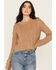 Image #1 - Mystree Women's Cable Knit Sweater, Caramel, hi-res