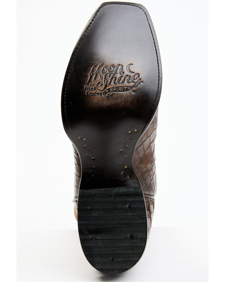 Moonshine Spirit Men's Madison Brown Printed Leather Western Boots - Square Toe , Brown, hi-res