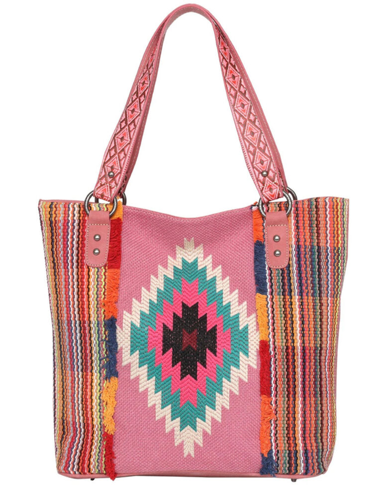 Montana West Women's Southwestern Tapestry Tote Bag, Pink, hi-res