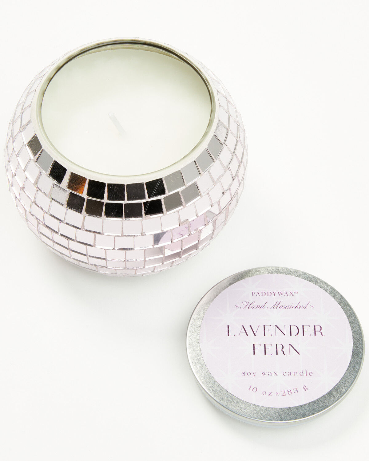 Image #1 - Paddywax Magique 10oz Lavender Fern Glass Disco Ball Candle, Light Purple, hi-res