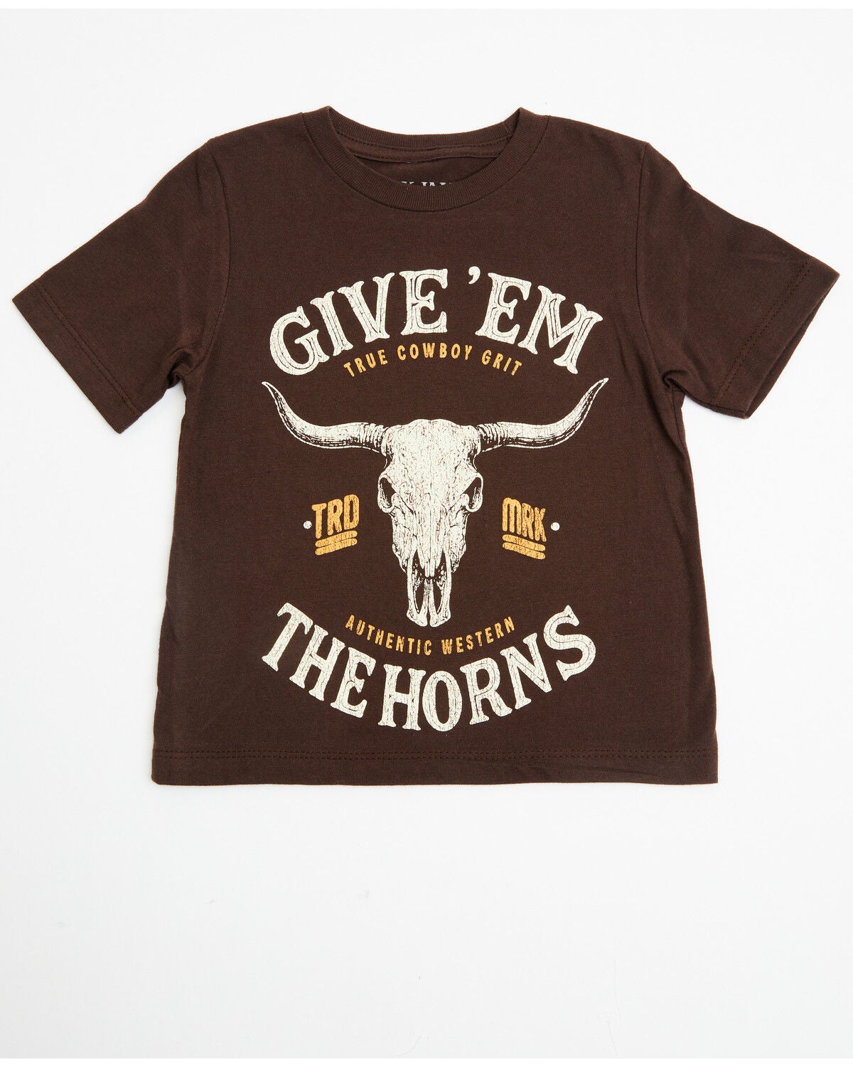 Cody James Toddler Boys' Give 'Em Horns Short Sleeve Graphic T-Shirt, Dark Brown, hi-res