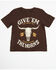 Image #1 - Cody James Toddler Boys' Give 'Em Horns Short Sleeve Graphic T-Shirt, Dark Brown, hi-res