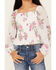 Image #3 - Sugar California Girls' Floral Printed Long Sleeve Smocked Shirt, Ivory, hi-res