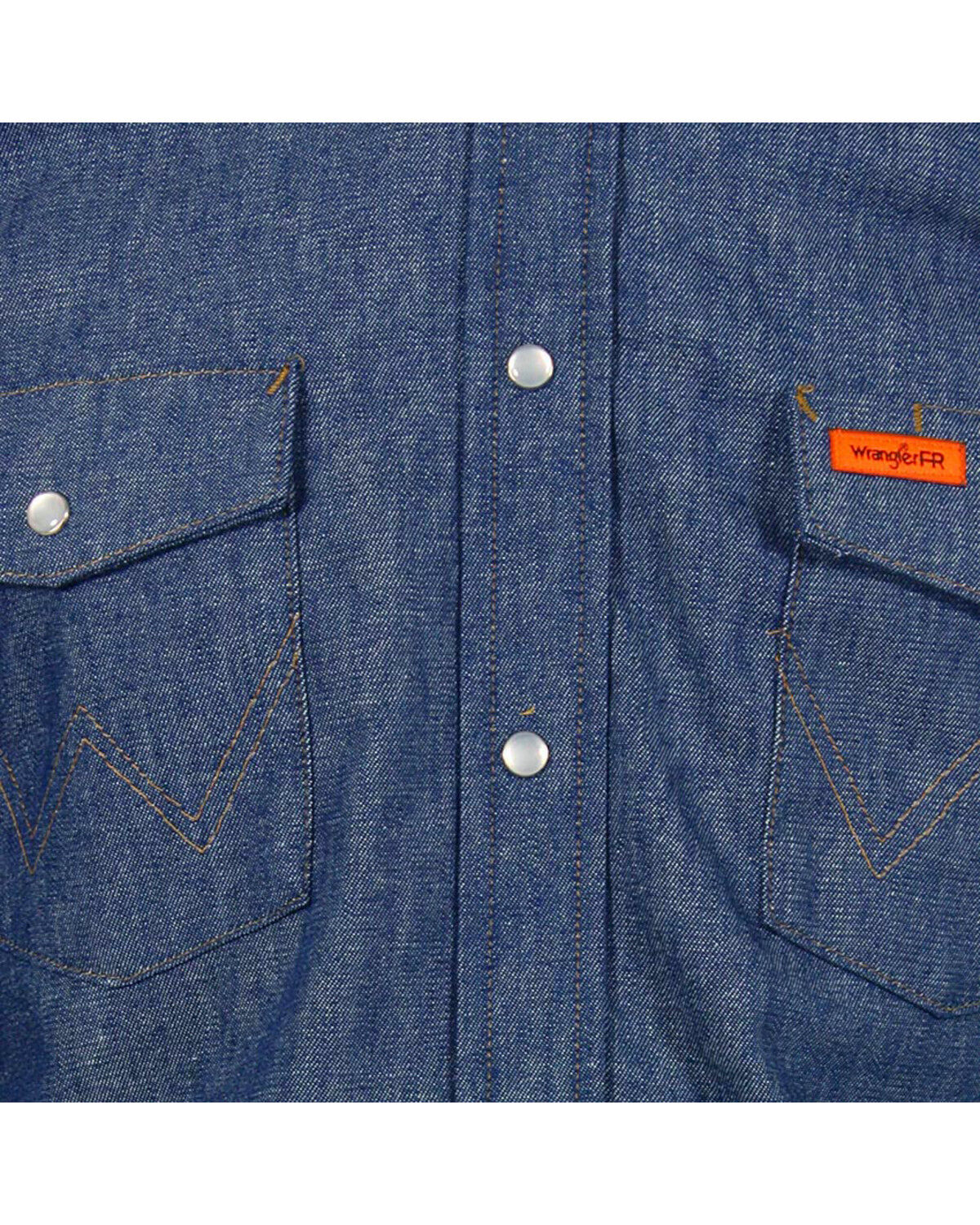 Image #4 - Wrangler Men's FR Long Sleeve Snap Western Work Shirt - Tall, Blue, hi-res
