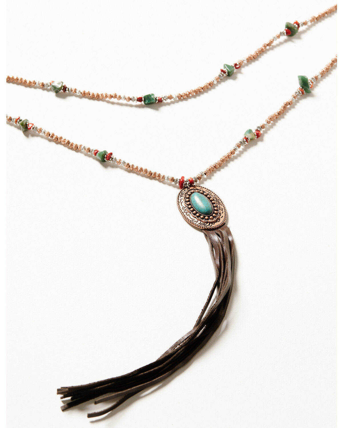 Image #1 - Cowgirl Confetti Women's Noteworthy Beaded Concho Fringe Necklace, Brown, hi-res