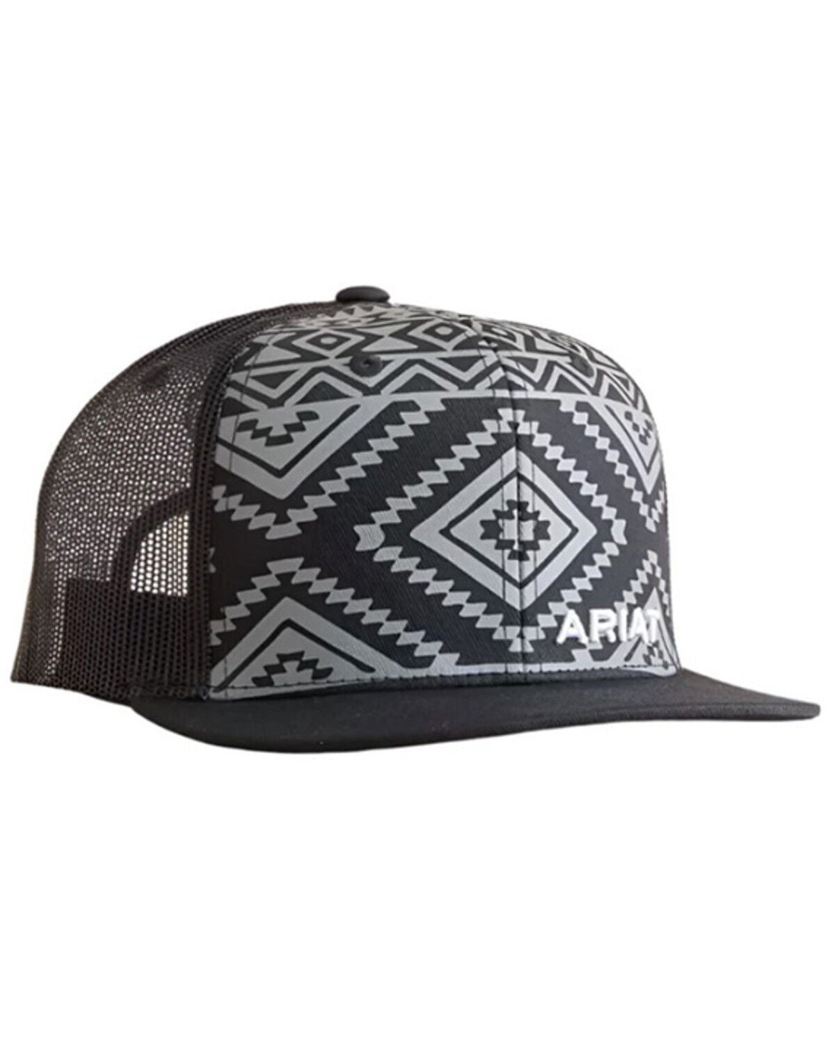Ariat Kids' Southwestern Print Ball Cap, Black, hi-res