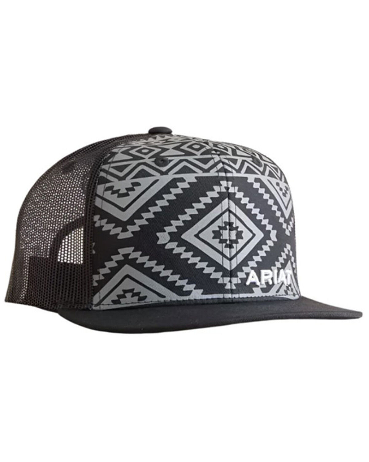 Image #1 - Ariat Kids' Southwestern Print Ball Cap, Black, hi-res