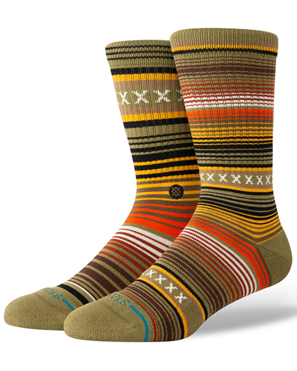 Image #1 - Stance Men's Curren Crew Socks, Dark Green, hi-res