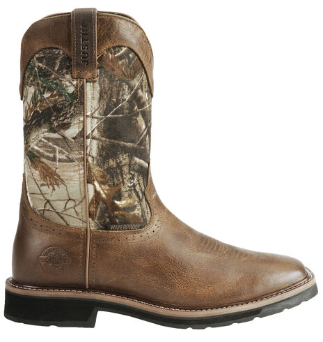 justin men's waterproof composite toe camo work boots