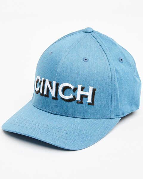 Cinch Men's Logo Applique Flex-Fit Ball Cap , Blue, hi-res