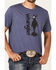 Image #2 - Wrangler Men's Denim Roper Graphic Short Sleeve T-Shirt , Heather Blue, hi-res
