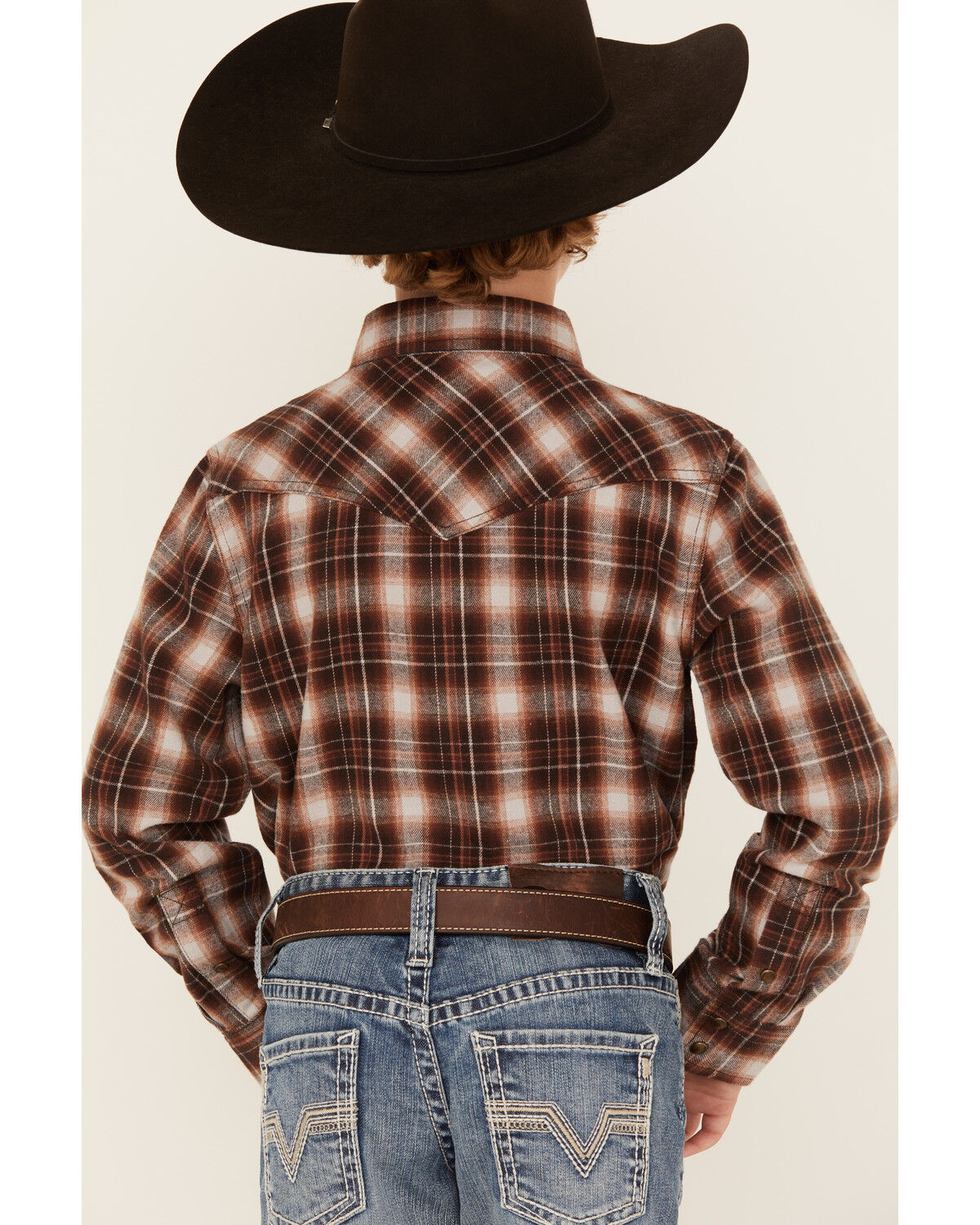 Image #4 - Cody James Boys' Traverse Long Sleeve Snap Flannel Shirt, Brown, hi-res