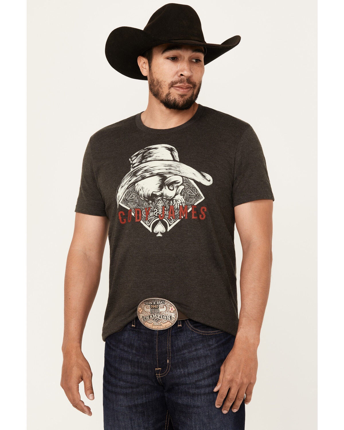 Cody James Men's Ace Skeleton Short Sleeve Graphic T-Shirt, Charcoal, hi-res