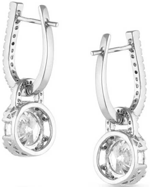 Image #2 - Montana Silversmiths Women's Lock and Key Crystal Earrings, Silver, hi-res