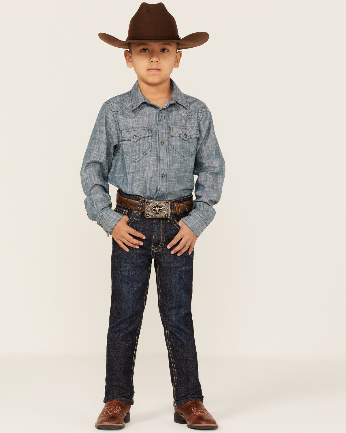 Image #1 - Cody James Boys' Sheridan Dark Wash Mid Rise Stretch Slim Straight Jeans, Medium Wash, hi-res