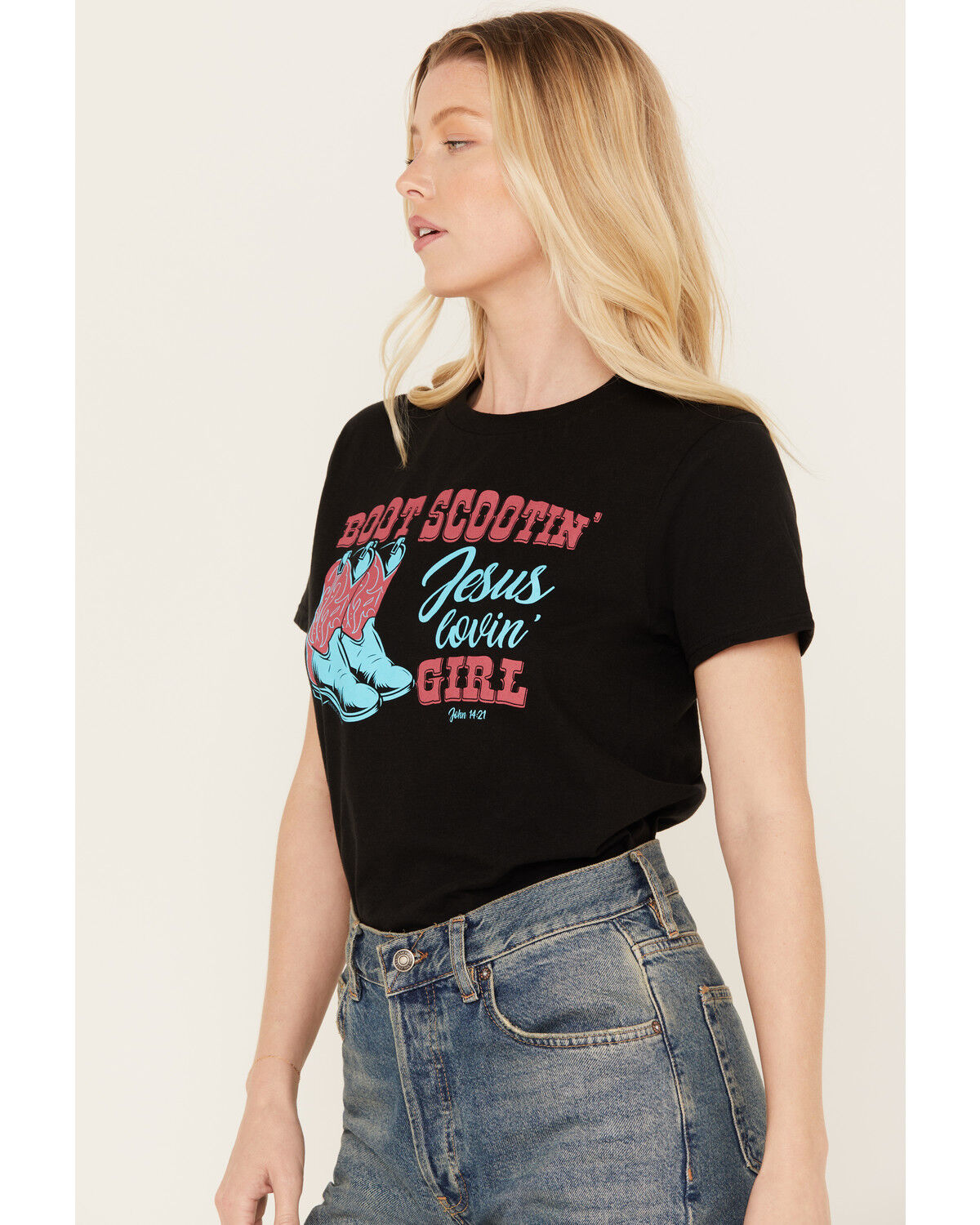 Image #2 - Kerusso Women's Boot Scootin Short Sleeve Graphic Tee, Black, hi-res