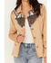 Shyanne Women's Faux Suede Southwestern Yoke Blazer , Beige, hi-res