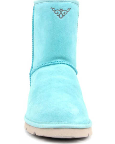 Image #4 - Superlamb Women's Argali 7.5" Suede Leather Pull On Casual Boots - Round Toe , Turquoise, hi-res