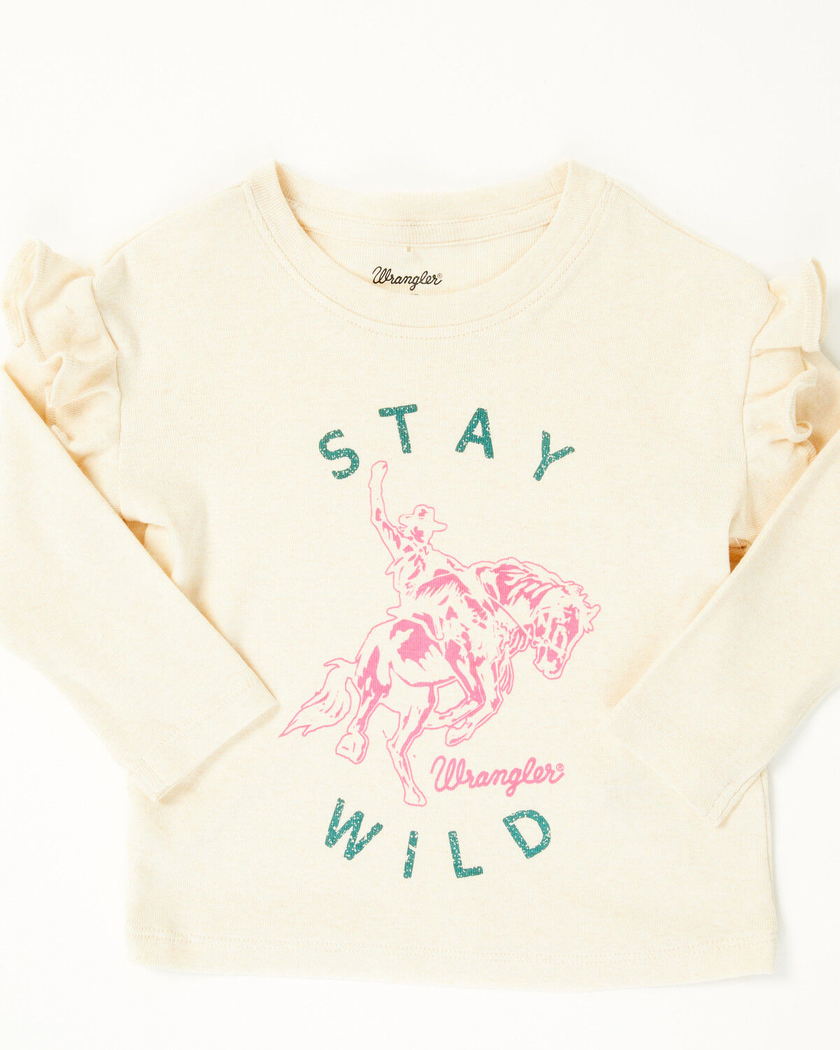 Image #1 - Wrangler Toddler Girls' Stay Wild Long Sleeve Graphic Shirt, Cream, hi-res