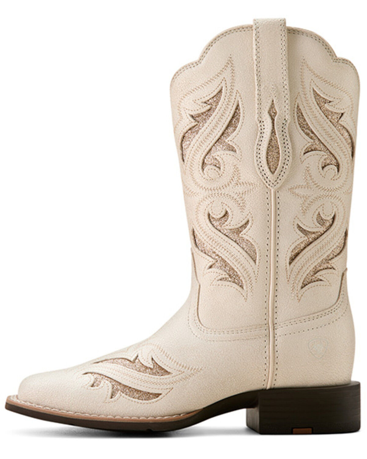 Image #2 - Ariat Women's Round Up Bliss Inlay Western Boots - Broad Square Toe, White, hi-res