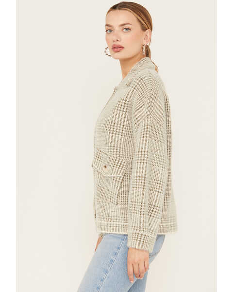 Image #2 - Sadie & Sage Women's Lola Plaid Print Sweater Jacket , Sage, hi-res