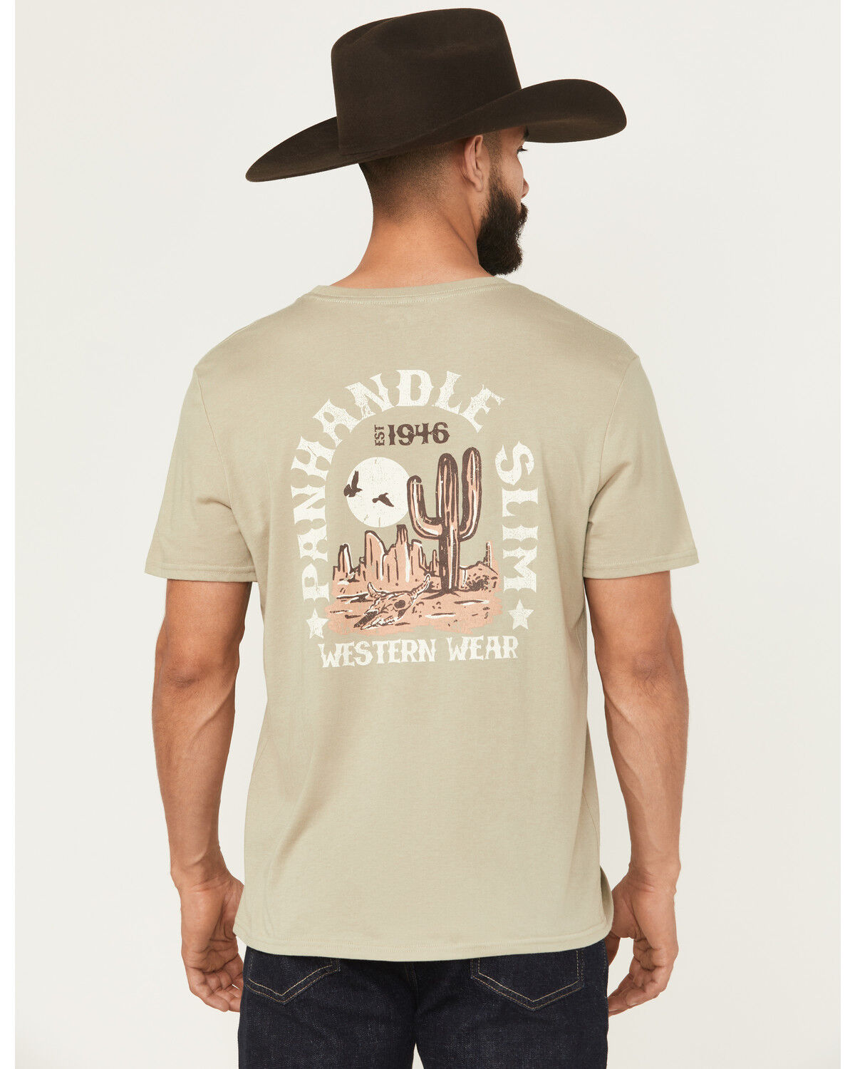 Image #1 - Panhandle Slim Men's Desert Short Sleeve Graphic T-Shirt, Sage, hi-res