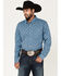 Image #1 - RANK 45® Men's Tie-Down Geo Print Button-Down Western Shirt , Blue, hi-res
