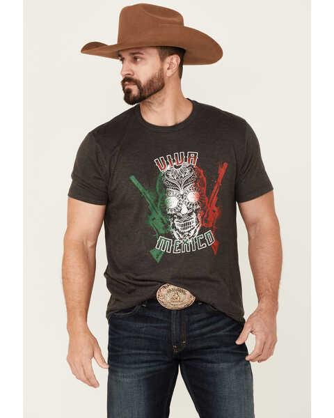 Cody James Men's Viva Mexico Muertos Skull Graphic Short Sleeve T-Shirt , Black, hi-res