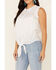 Cotton & Rye Outfitters Women's Eyelet Tie-Front Sleeveless Top , White, hi-res