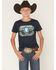 Image #1 - Cody James Boys' Skull Rodeo Short Sleeve Graphic T-Shirt, Blue, hi-res