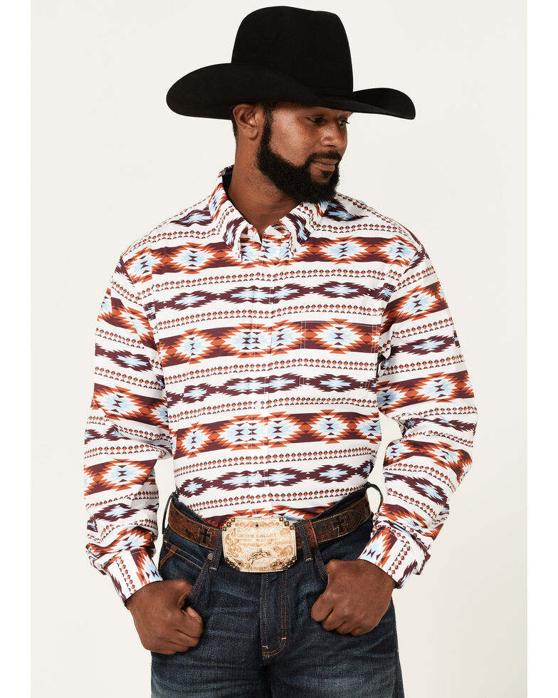 Rank 45 Men's Hung Up Southwestern Print Long Sleeve Button-Down Western Shirt , Multi, hi-res