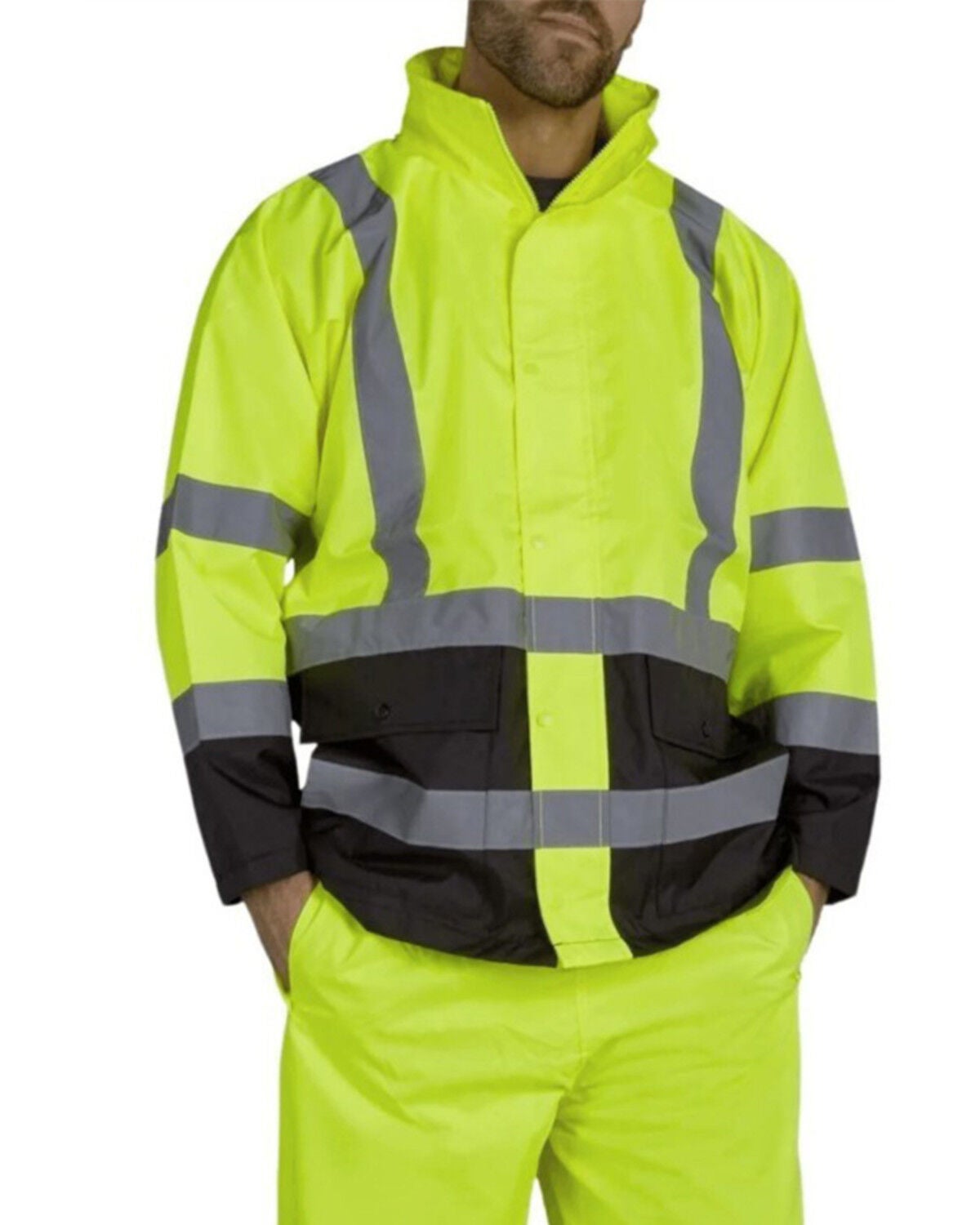 Utility Pro Men's HiVis Waterproof Rain Jacket, Yellow, hi-res