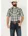 Image #1 - Ely Walker Men's Dobby Plaid Print Short Sleeve Snap Western Shirt , Green, hi-res