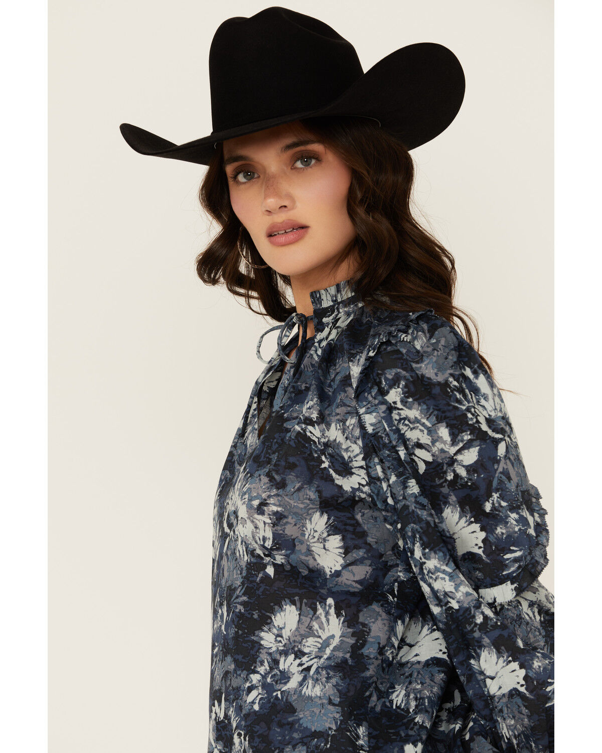 Image #2 - Revel Women's Floral Print 3/4 Sleeve Top, Blue, hi-res